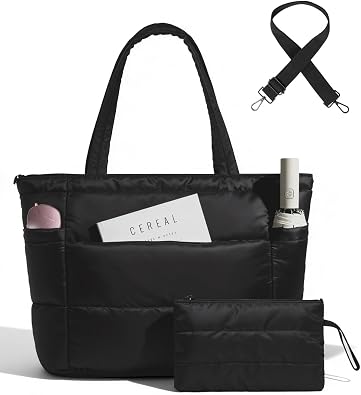 Moyad Puffer Tote Bag for Women Quilted Shoulder Handbag for Work Travel