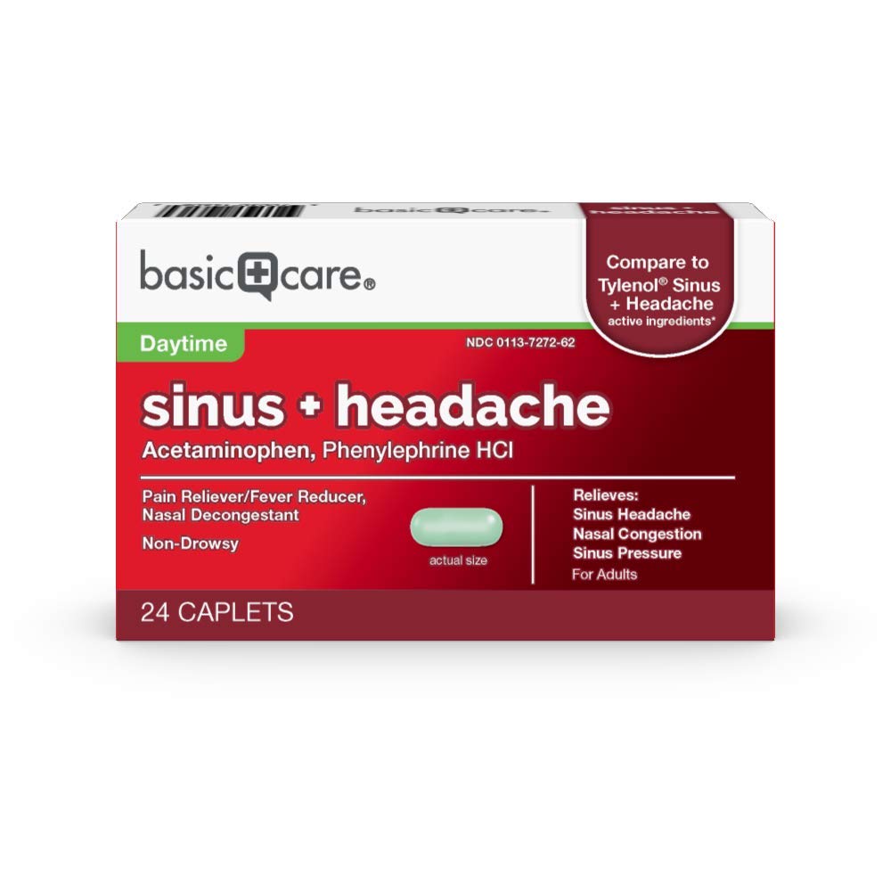 Buy Amazon Basic Care Sinus + Headache, Pain Reliever/Fever Reducer