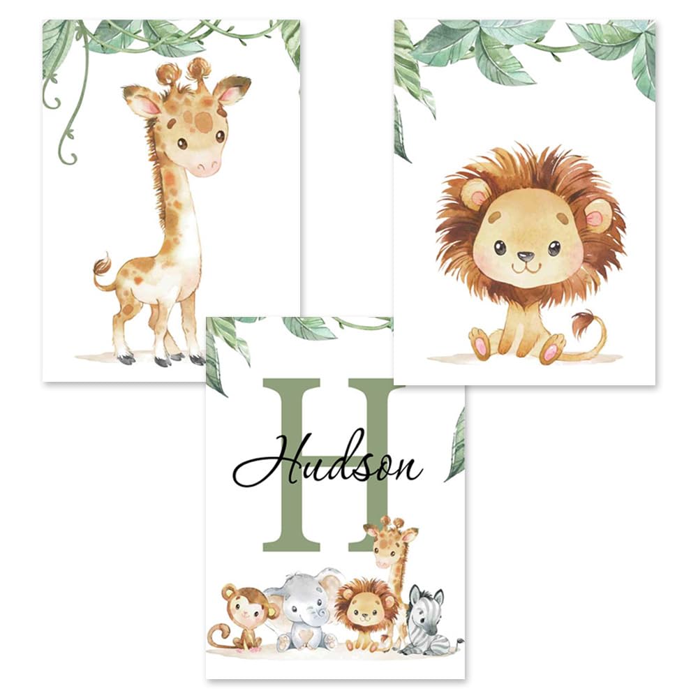 3 Laminas Personalizadas Bebe 30X40CM Cuadro Animales Infantil Poster Habitacion Niño Lienzo Infantiles Para Habitacion Laminas Animales Salvajes Cuadros Decorativos Niños sin Marco