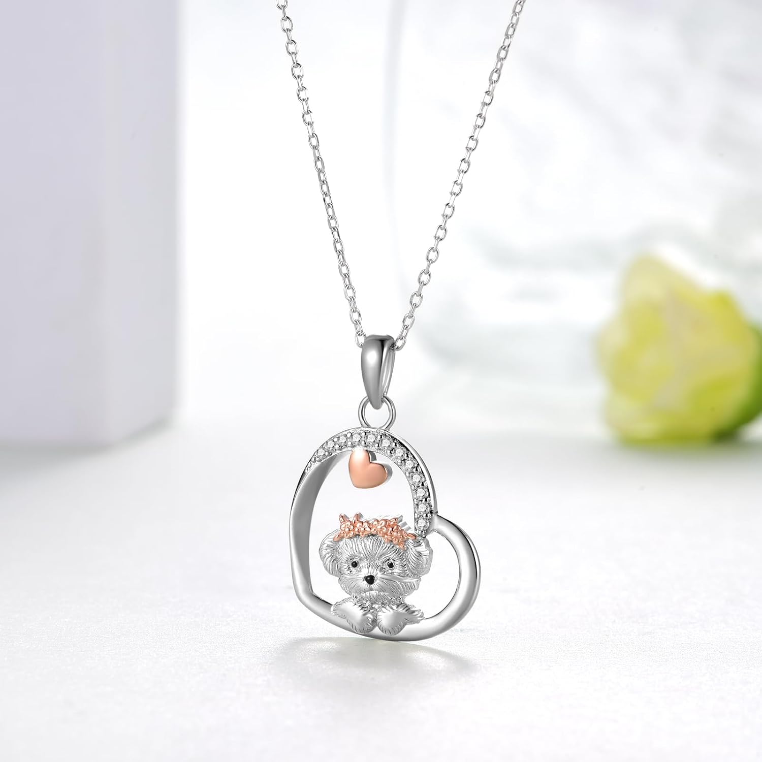 Bichon Frise/Cavalier King Charles Spaniel Gifts 925 Sterling Silver Dog Necklace Cute Dog Jewelry Gifts for Women