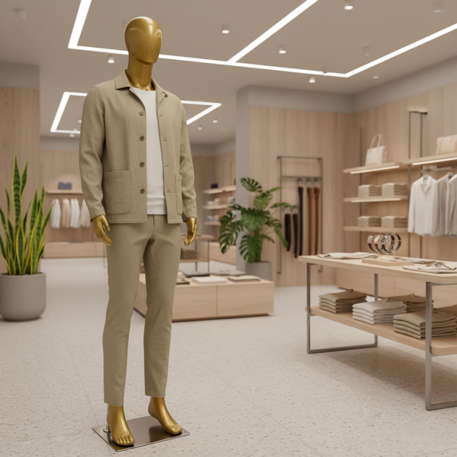 74.8" Gold Male Full Body Costume Mannequin with Adjustable Joints, Equipped with Stand and Base, Suitable for Retail Clothing Stores