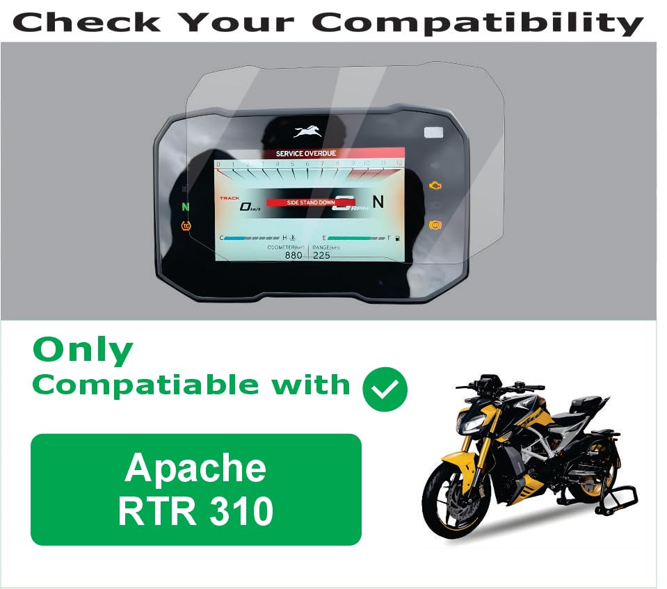 Image of OHAYO 9H Hard Screen Protector for TVS Apache RTR 310 2023 & 2024 5-Inch TFT Digital Display Console | Scratch Resistant, Military Strength, HD Clear, Full Coverage Cluster Protection Film Accessory
