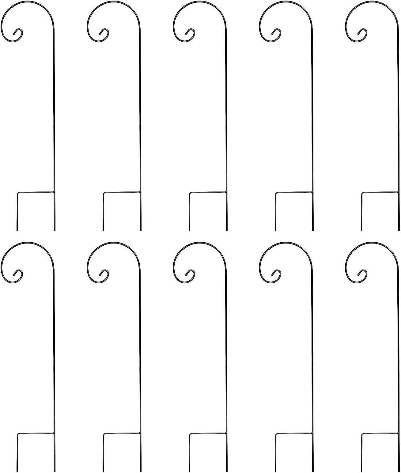 FEED GARDEN Shepherd Hook 35inch 1/4 Inch Thick,Thick Metal High-Grade Hooks,for Wedding Hangings,Bird Feeders, Lanterns, Plant Hangers, Flower Baskets,Black(10 Pack)