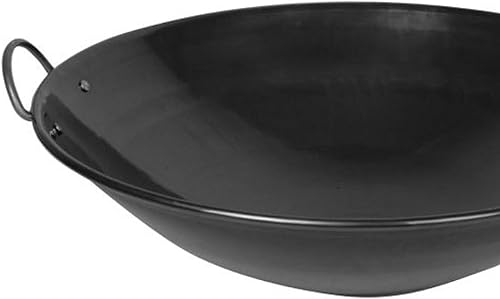 Miniatura 5 de TrueCraftware Wok con borde curvado de acero de 24 pulgadas, sartén para cocina china, japonesa y cantonesa, sartenes para freír woks tradicionales