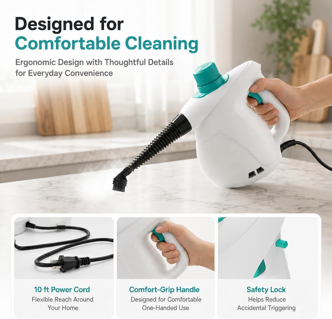Handheld Steam Cleaner, 12PCS Multi-Purpose Steamer for Cleaning, Blue
