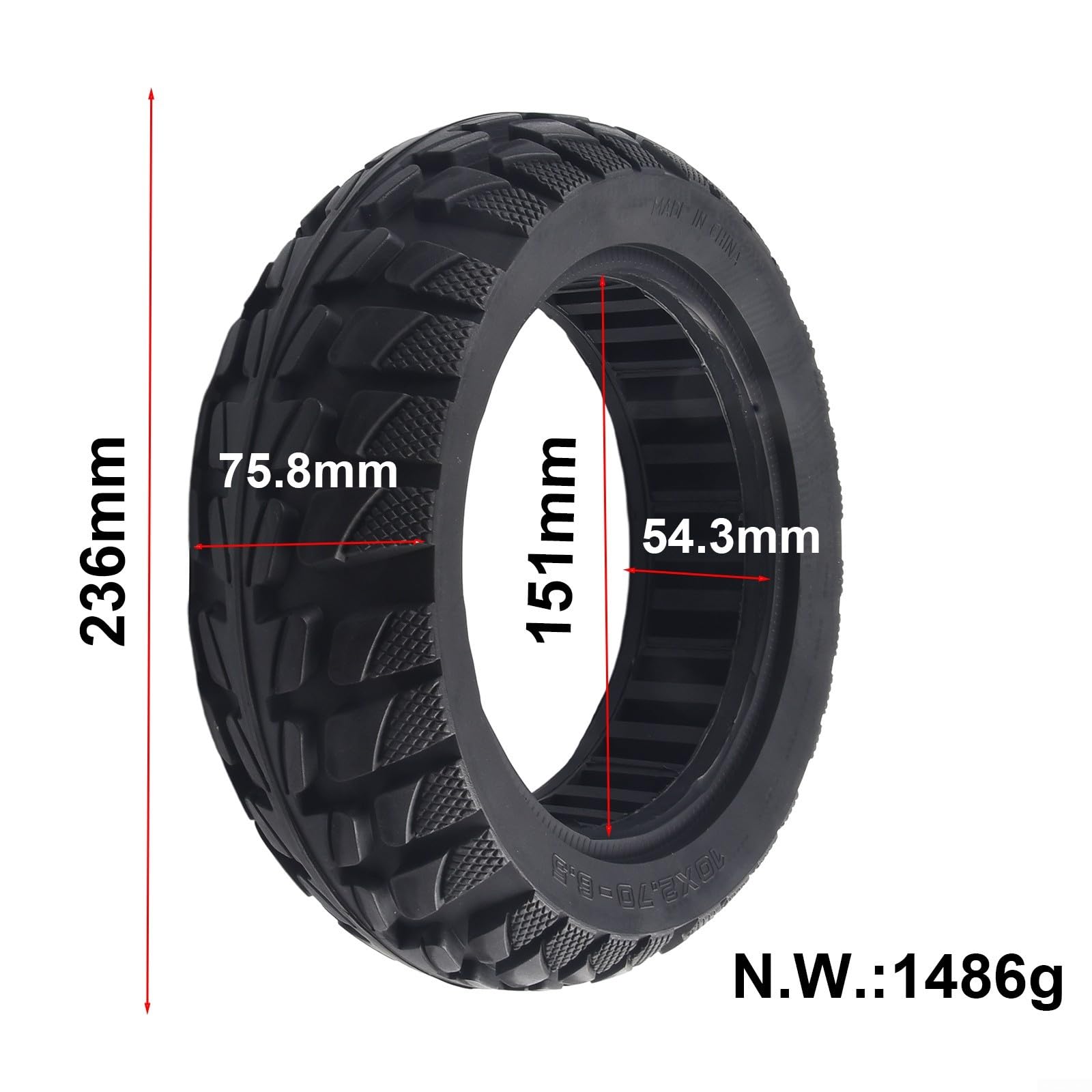 10x2.70-6.5 Solid Tire for electric scooters, Balance car, Electric Scooter 10 inch Tubeless Tires, Puncture-Proof, Explosion-Proof, Anti-Skid, Wear-Resistant, Scooter Tire Replacement