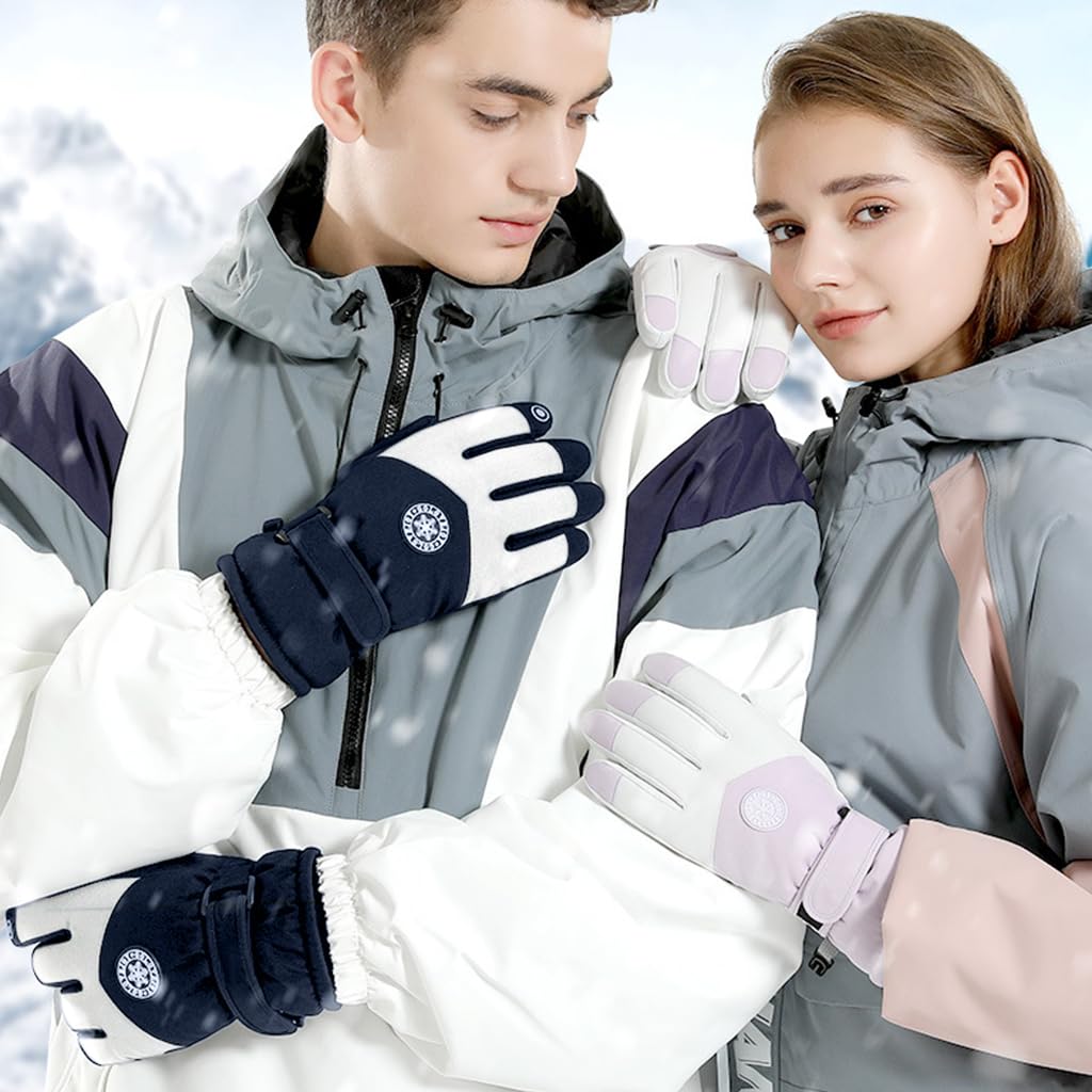 Gustave® Winter Gloves for Men, Waterproof and Windproof Outdoor Riding Gloves, Touch Screen Design Bike Gloves with Soft Fluff Lining, Anti-Slip Grip for Hiking and Cycling, Blue + White - Image 7 thumbnail