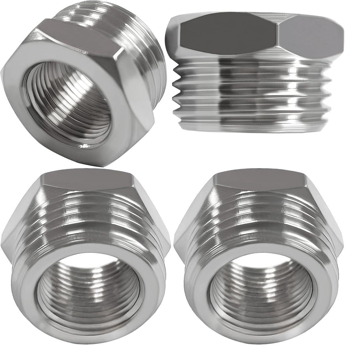 Beduan Brass Water Line Adapter G 1/2 to Compression 3/8 Reducer Hose Pipe Adapter Compression Fitting for Kitchen Bathroom Faucet Supply Hose, Stop Valve Pipe Connector (Pack of 4)