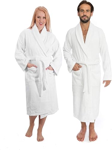 Miniatura 3 de Classic Turkish Towels CTT - Bata de baño de lujo 100% algodón turco para mujeres y hombres, 11.16 ozm, suave y afelpada, bata larga