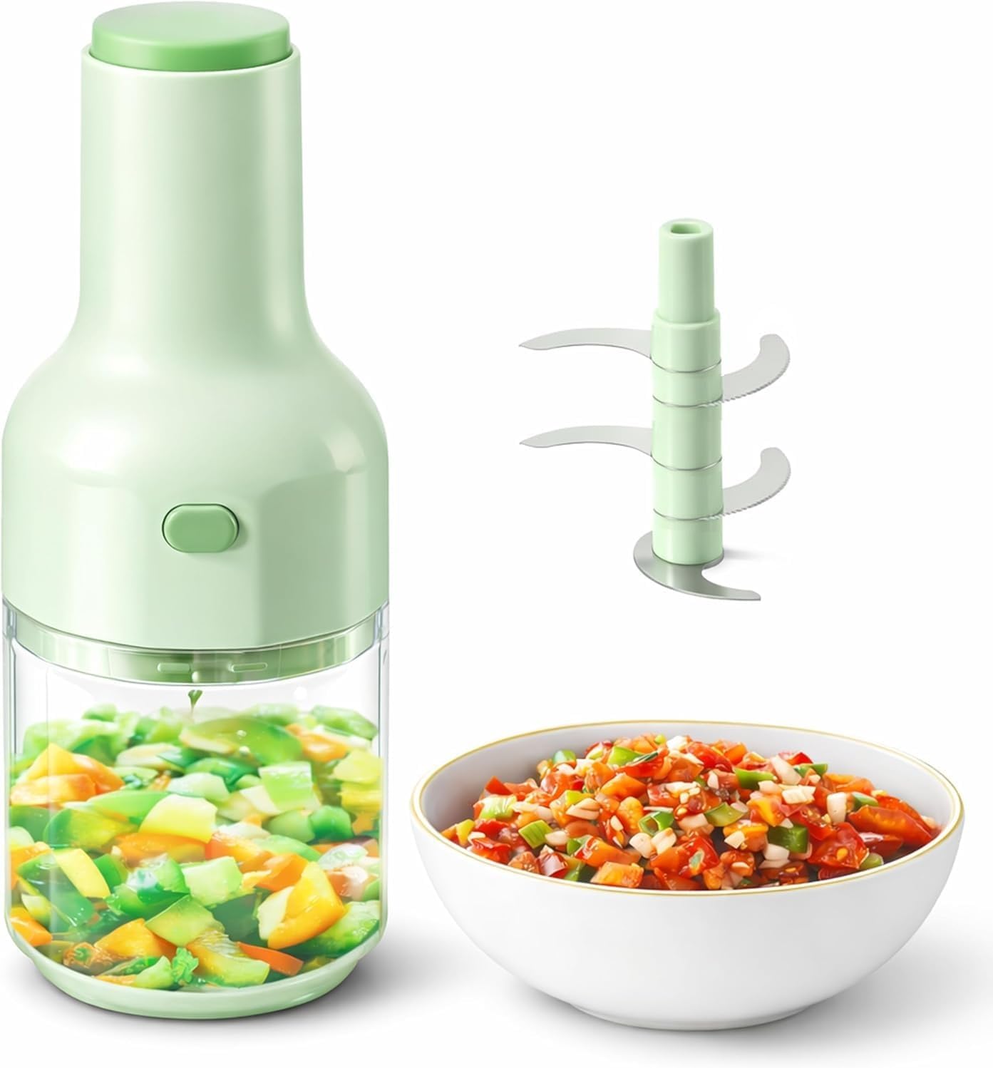 Chopper for Kitchen Use LUMONY® 1100ml Push Chopper Vegetable Chopper for Kitchen Manual Hand Press Push Chopper with 5 Blades for Effortless Chopping Vegetables & Fruits Chopper Mixer Cutter