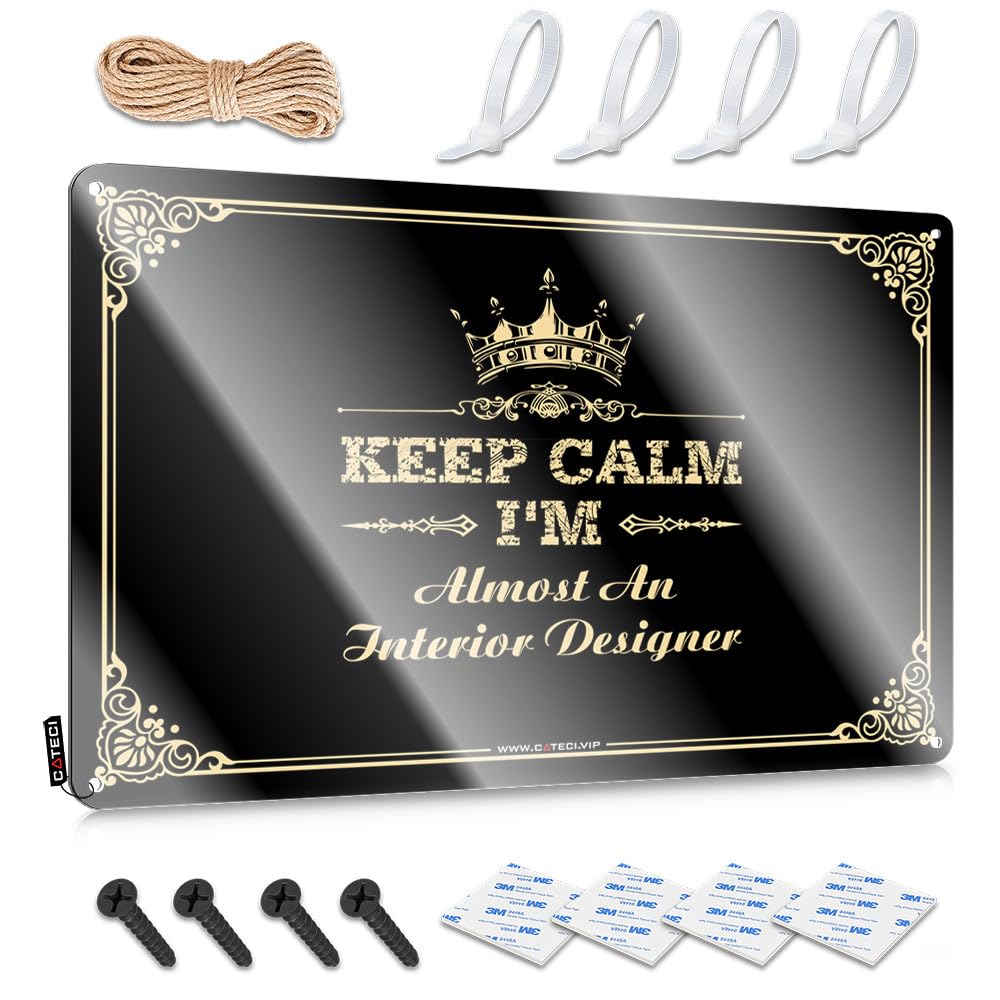 Fzfn Colour Plaques Necessities Wall Decor | Keep Calm I'm Almost An Interior Designer Novelty For Restroom Home(20X30cm)