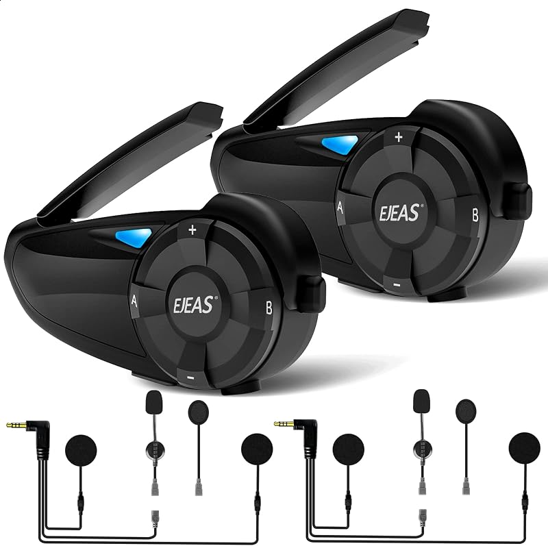 EJEAS Q7 Bluetooth 5.1 Motoros Sisak Intercom Rendszer Stereo Hanggal, FM Rádió, 2 Darab