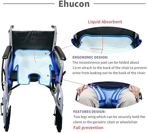 Miniatura 5 de Cinturón de seguridad para silla de ruedas, almohadilla de incontinencia altamente absorbente, arnés de seguridad para silla de ruedas para