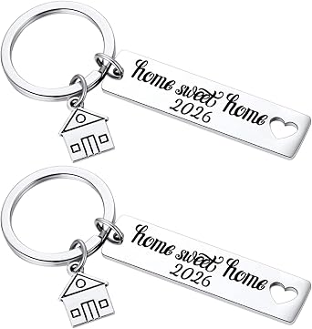 Kvekstio 2PCS 2026 Home Sweet Home Key Chain Housewarming Presents, New Homeowner Keychain Closing Gift Ideas, Real Estate Gifts From Agent For Client Congratulations