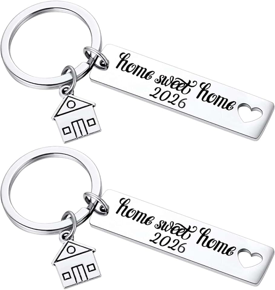 Kvekstio 2PCS 2026 Home Sweet Home Key Chain Housewarming Presents, New Homeowner Keychain Closing Gift Ideas, Real Estate Gifts From Agent For Client Congratulations