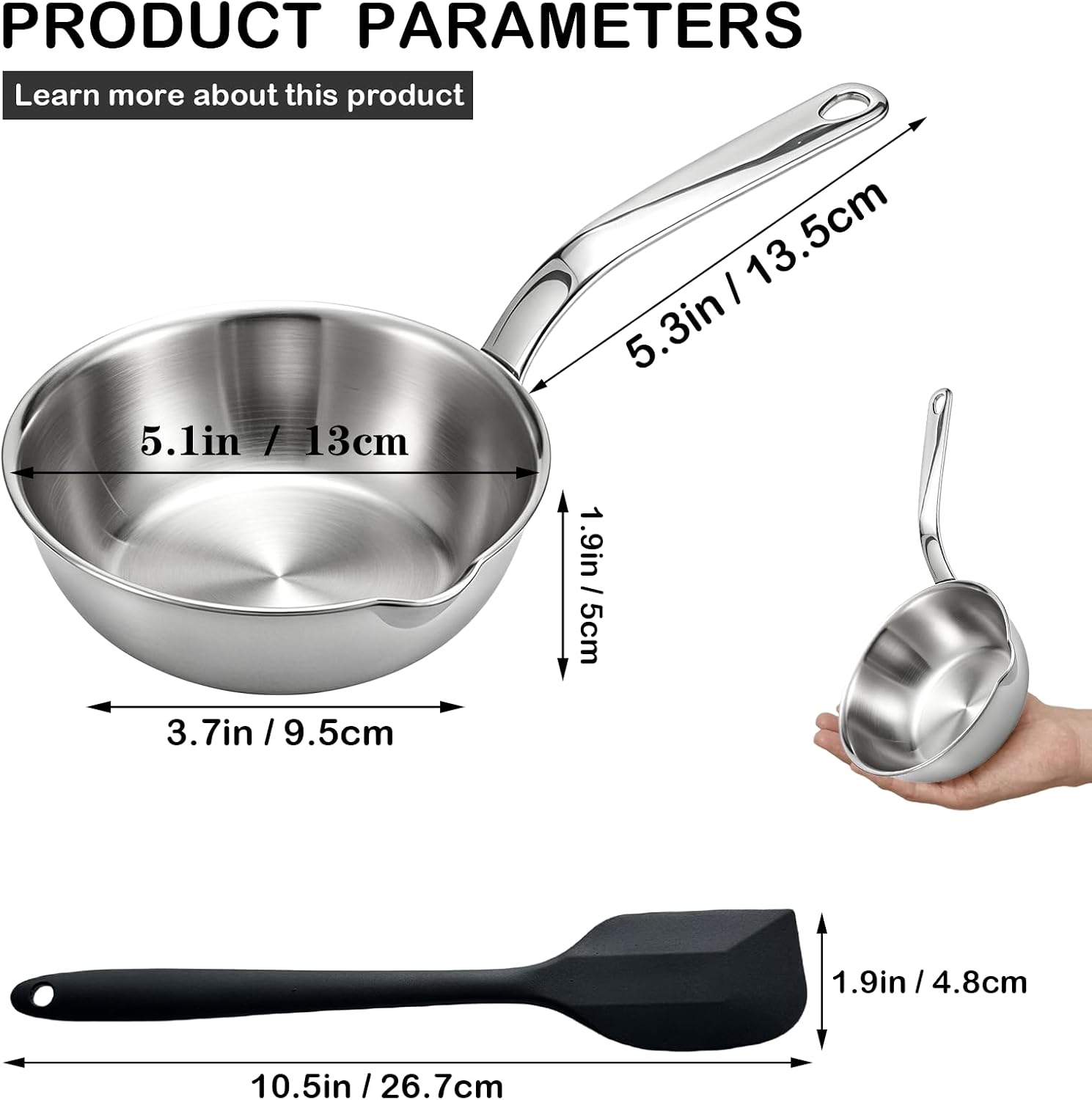 Small Stainless Steel Pot and Spatula Set
