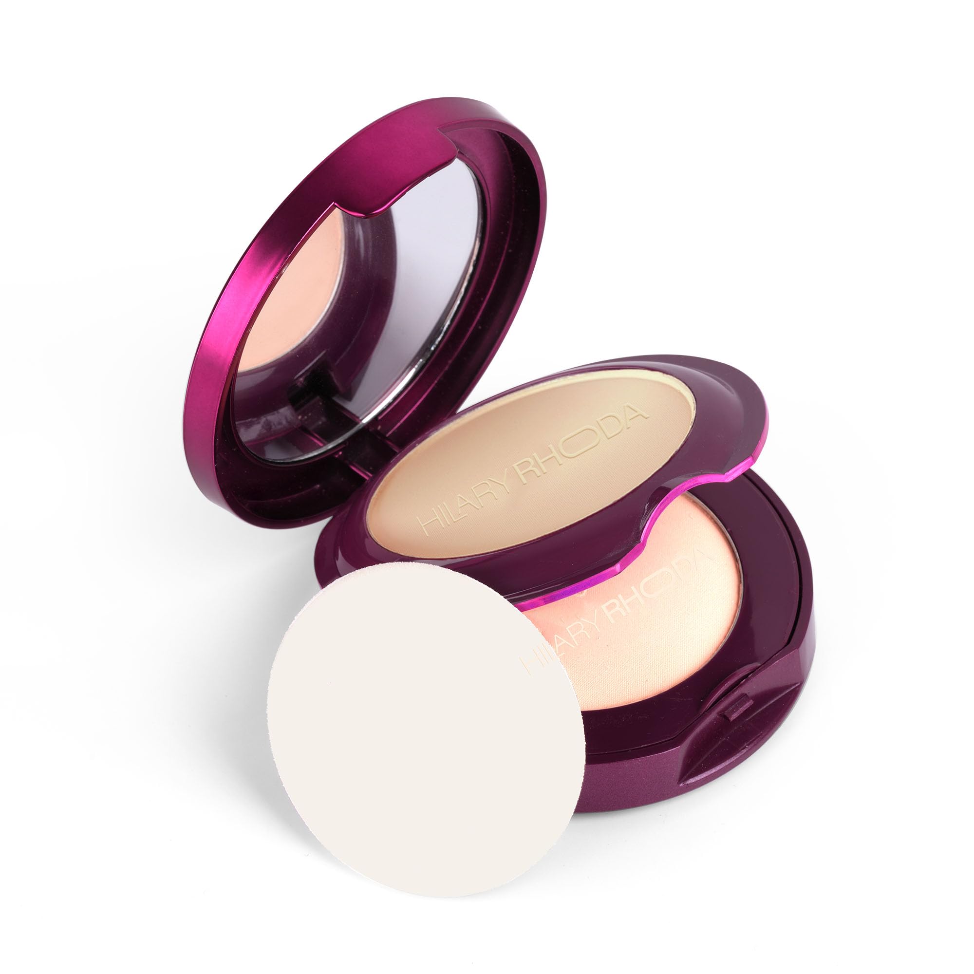Hilary Rhoda Compact Powder | Beige | 2-in-1 Pressed Powder with Mirror & Puff | Shimmery & HD Matte Finish With Long Lasting Coverage| Oil Control | (Buff Beige - Shade 03) - 18g