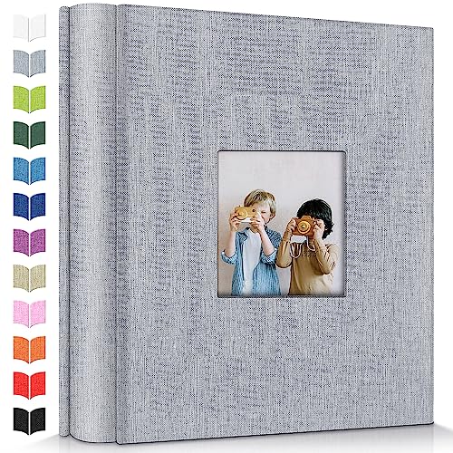 Image of Artfeel Photo Album 4x6 with 600 Pockets,Slip-in Picture Albums,Linen Cover Memory Book with Front Window,White Page Vertical Photo Book for Wedding,Family,Anniversare,Baby,Vacation