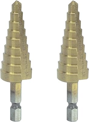 New 9 Steps (Set of 2) Titanium High Speed Steel Step Bit HIGH SPEED STEEL Long Life 1/4 in., 5/16 in., 3/8 in., 7/16 in., 1/2 in., 9/16 in., 5/8 in., 11/16 in., 3/4 in.