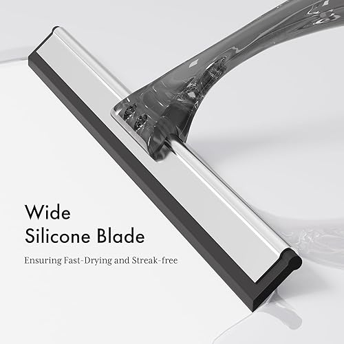 Miniatura 19 de AmazerBath Escobilla de ducha para puertas de vidrio, escobilla multiusos con gancho de succión y gancho adhesivo, escobilla transparente