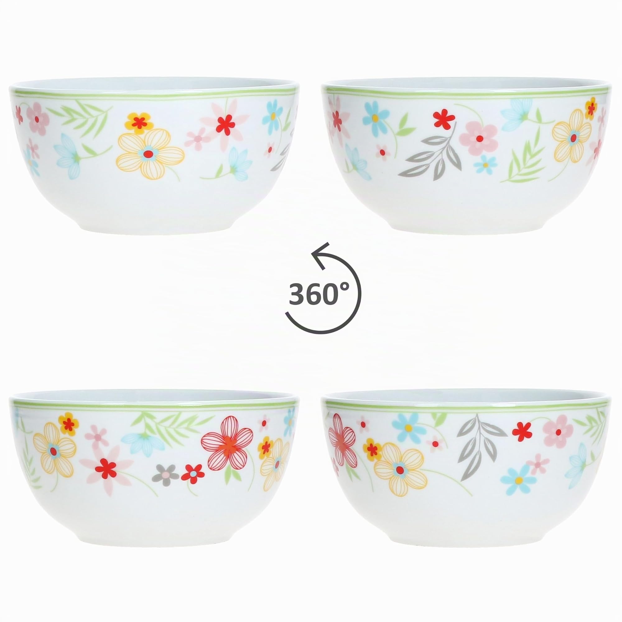 MamboCat Variant Blümchen 18tlg Frühstücksset I Je 6X kleine Teller, Schale 450ml & Kaffeebecher 350ml, Höhe 10,3cm für 6 Personen I Porzellan-Geschirr für Frühstücks- & Kaffeezeit
