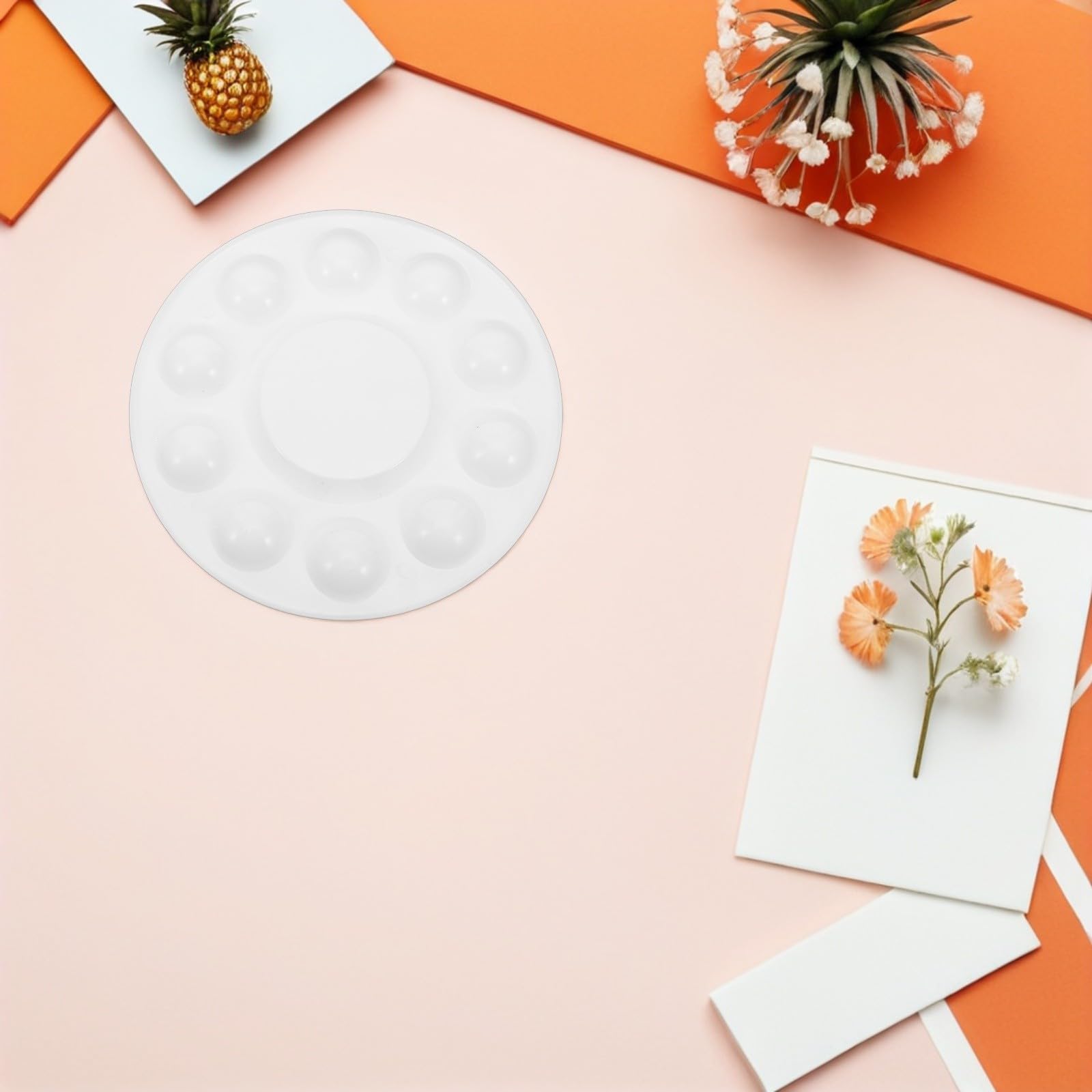50 Piezas Paleta de Acuarela Redonda de Plástico Blanco para Arte