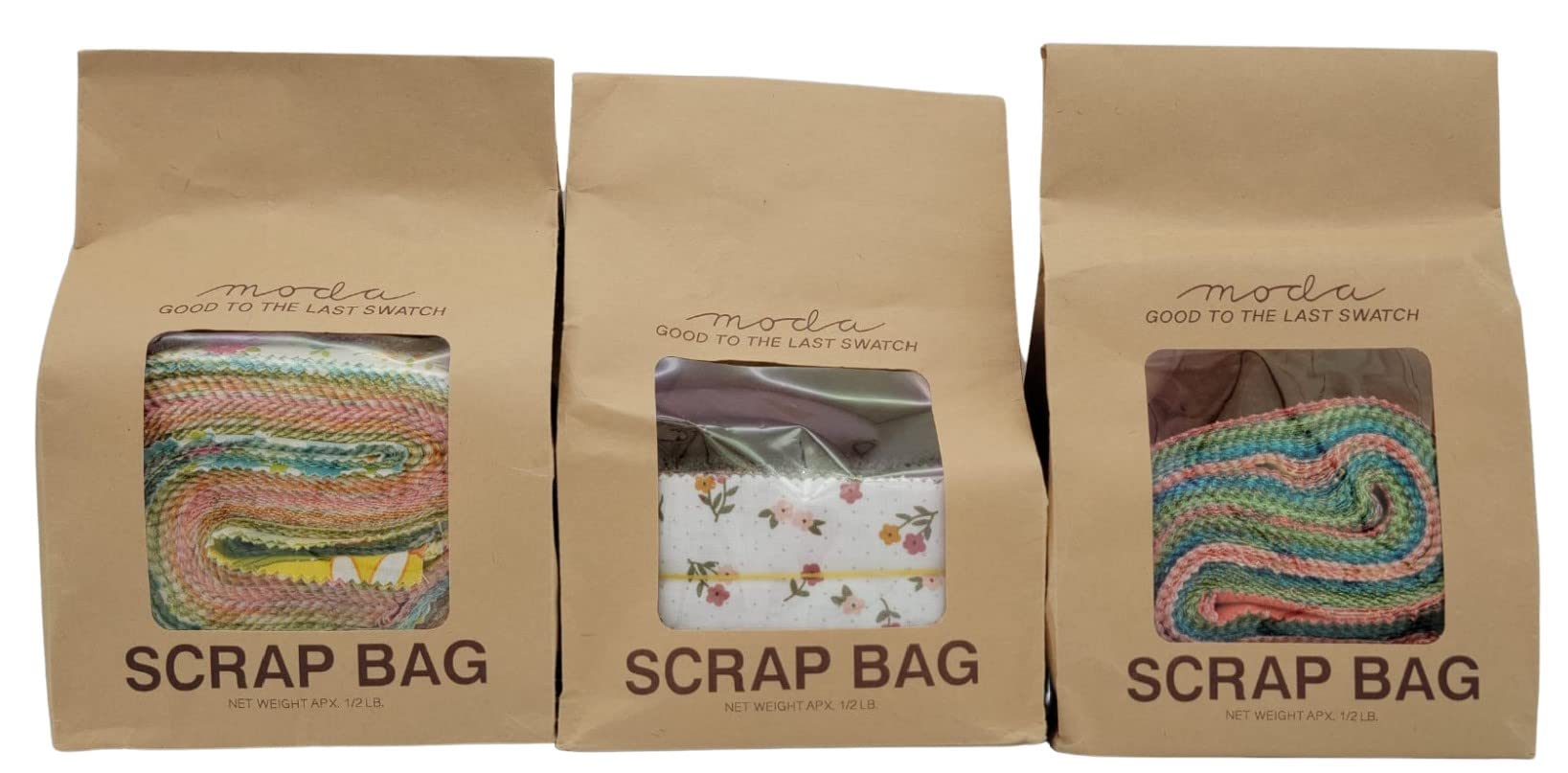 Moda Fabric 3 Scrap Bags, Assorted, 6 Inches - Image 3