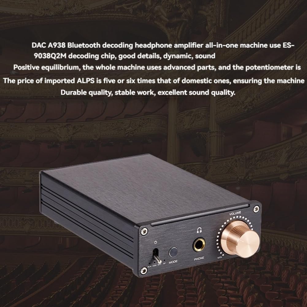 A938 Décodeur Bluetooth HiFi Décodeur Amplificateur Audio Casque Ampli Décodeur HiFi Maison Stéréo Haut-Parleur Récepteur