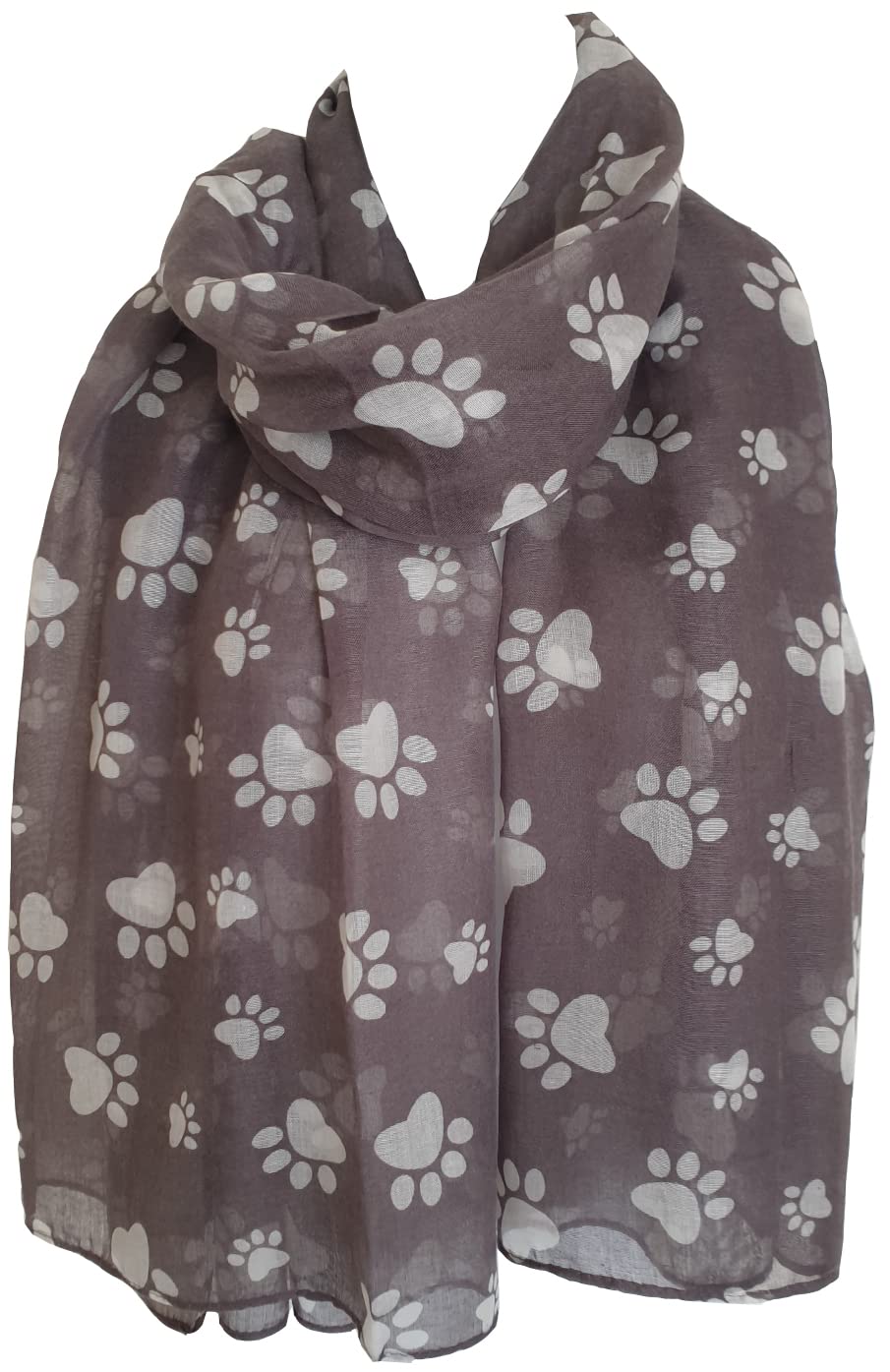 Glamlondon Women's Grey Paw Print Scarf Animal Cats Dogs Paws Wraps Shawl Scarves (Grey)