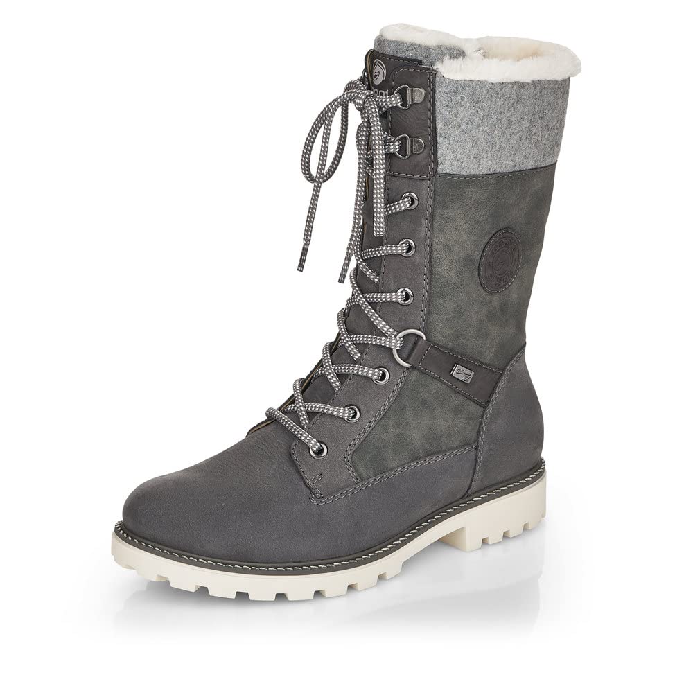 Remonte Women Boots D8474, Ladies Winter Boots,Removable Insole,Water Repellent,remonteTEX,Winter Boots,Laced Boots,Lined,Warm,grau Kombi,36 EU / 3.5 UK
