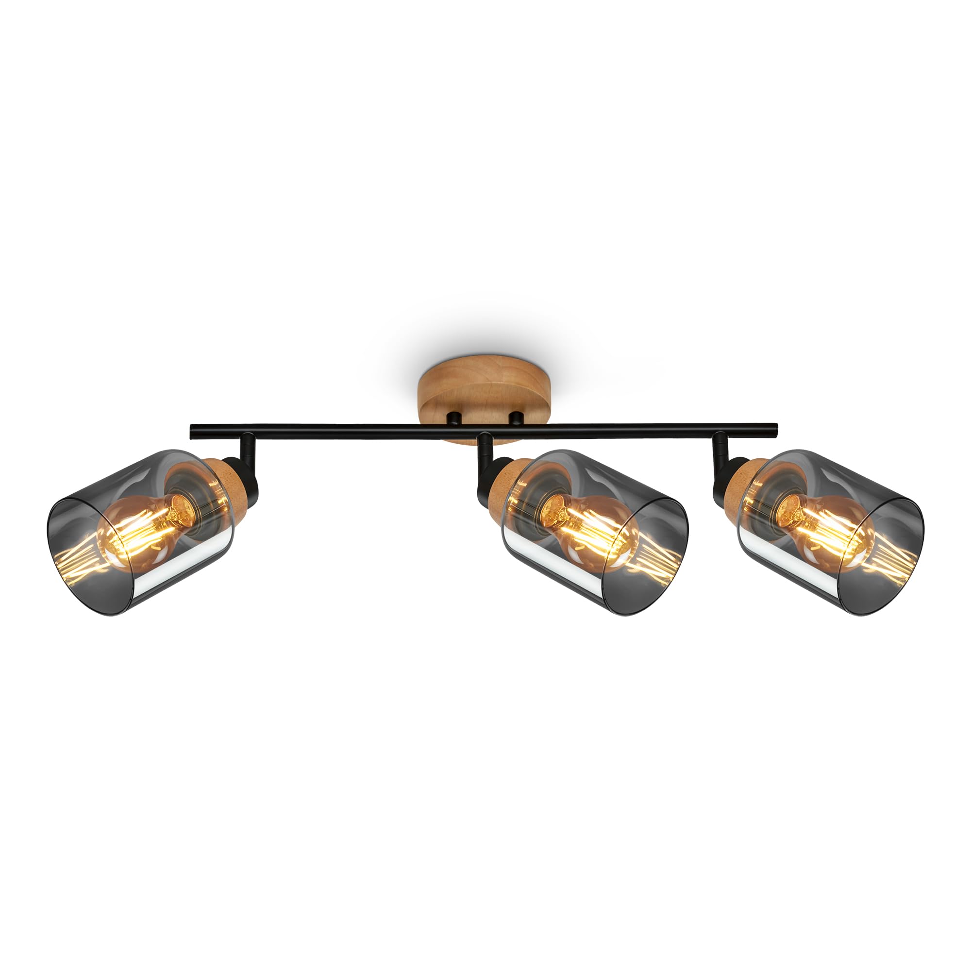 Plafonnier en verre fumé BRILONER pour illuminer une chambre chaleureuse