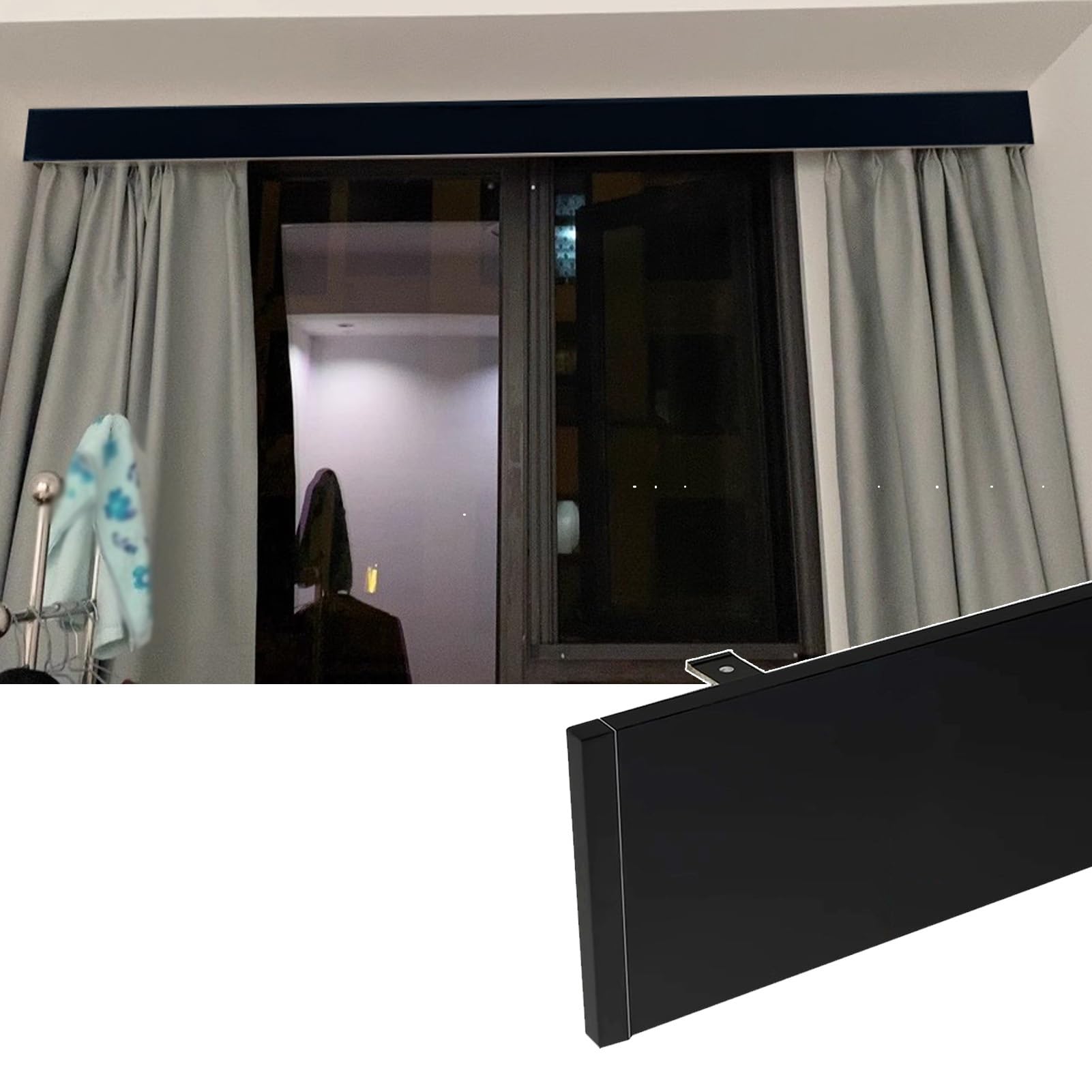 Cenefa opaca de 2,9 m y panel decorativo para cortina de ventana sin rieles
