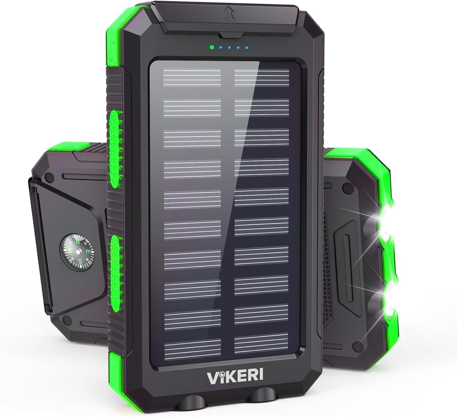 Vikeri Powerbank Solare da 26800 mAh, Power Bank Solare Impermeabile, Porta USB-C per Ricarica Rapida, con 4 uscite, per Smartphone, Tablet, ecc. (Arancione intenso)