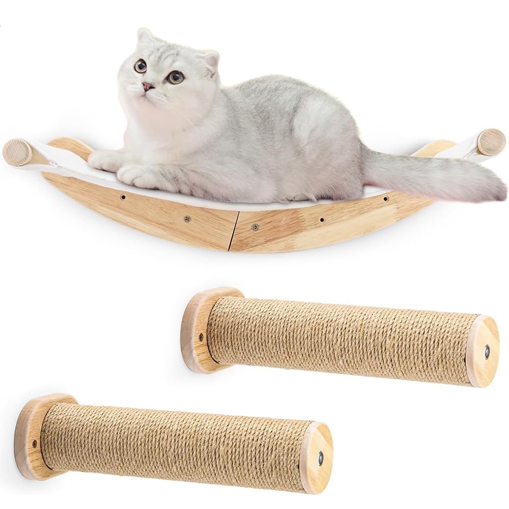 Cama Gato Pared,Hamaca para Gatos De Escalada,Hamaca De Pared para Gatos con Zona para Dormir,Ultra Estable,con Zona para Dormir,Apto para Todos Los Gatos y Gatitos De Tamaño Adecuado(3 Piezas)