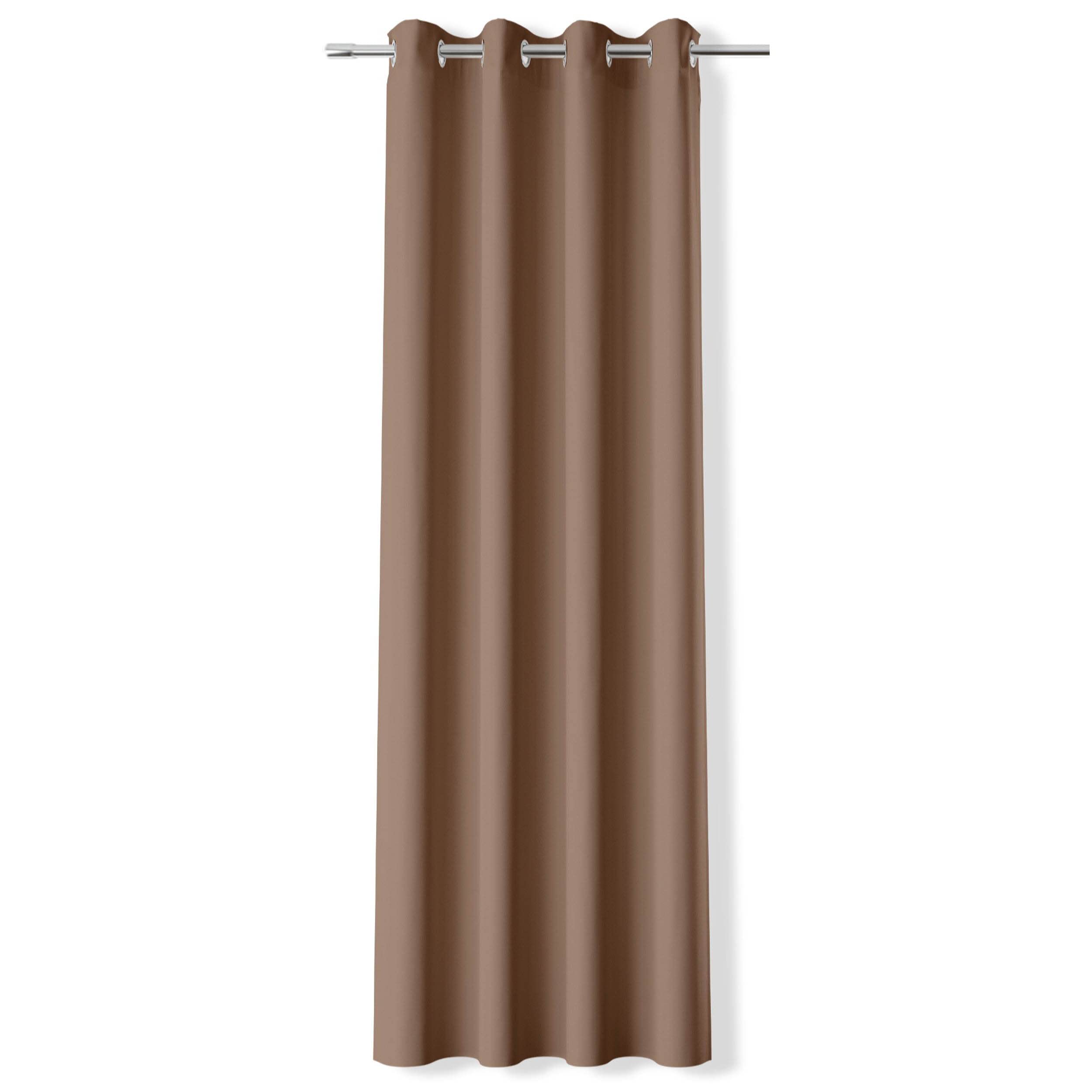 DALINA Textil -Cortina Opaca 1 Panel 140 x 260 para Salón Dormitorio - Cortinas Lisas para Habitacion Moderna Suave con Ojales 1 Pieza de 140x260cm (Café Rojo)