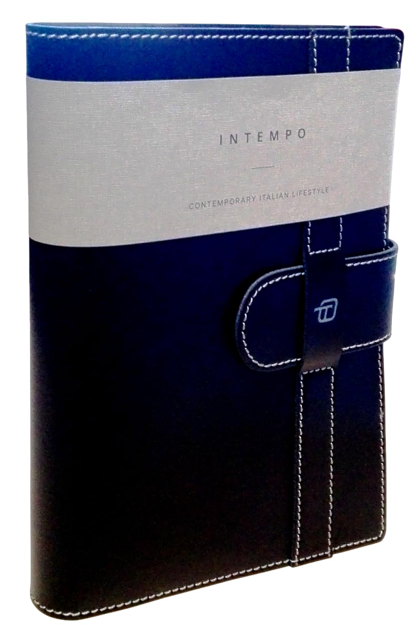 Agenda Intempo 2026-12 Mesi Giornaliera Belt in Pelle Nera 15 x 21 cm per uso quotidiano, ufficio, viaggio - Interno intercambiabile