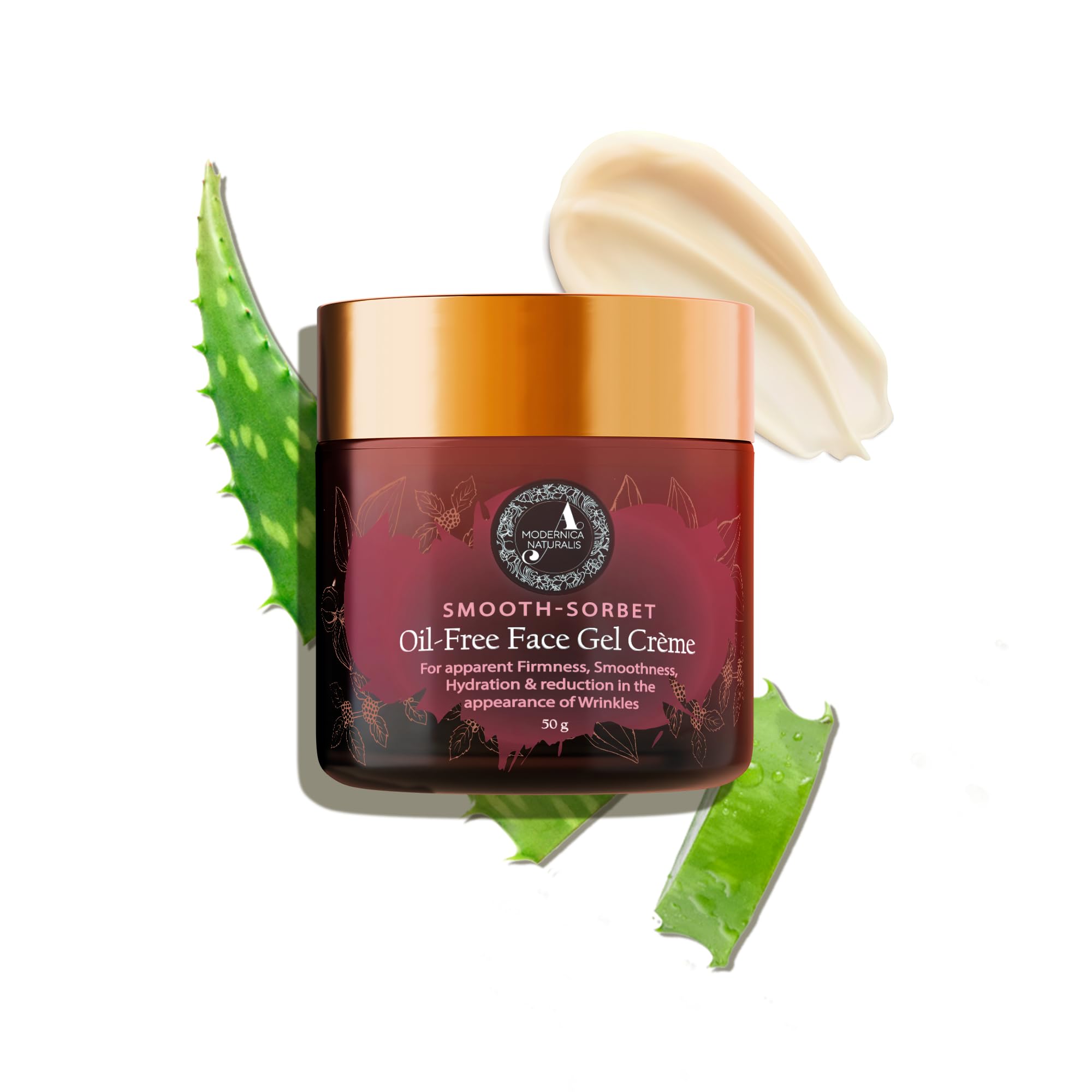 Smooth-Sorbet Crema viso senza olio | Crema idratante vegana leggera per pelle idratata, liscia e grassoccia, con acido ialuronico, manjistha e aloe vera, dermatologicamente testato, 50 g