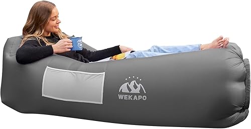 Miniatura 120 de WEKAPO Tumbona inflable, sofá de aire, hamaca, portátil, impermeable y a prueba de fugas, ideal para patio trasero, playa, viajes, camping, picnic