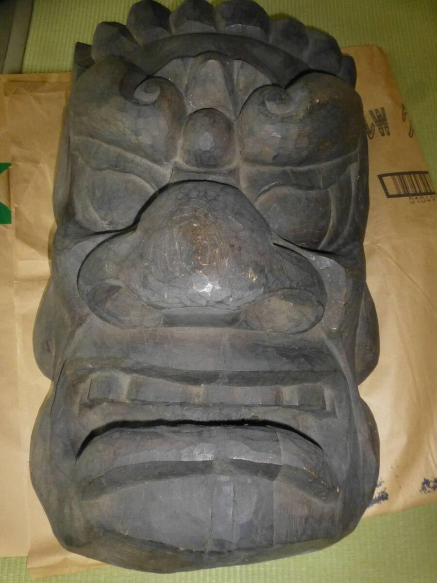 Amazon.co.jp: 特大一刀彫のかまど面 高64㎝22.5Kg 釜神様 竈 魔除け 