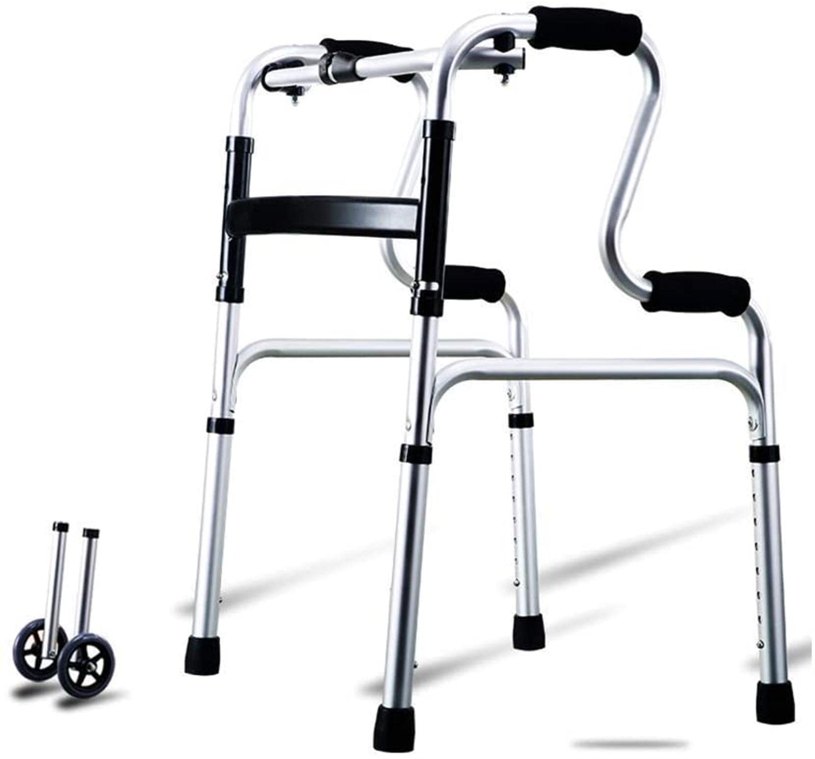 Andador con Andador para Caminar para Ancianos, Andador de Aluminio Ligero y Plegable, Entrenamiento de Extremidades Inferiores, Anhelo Auxiliar (Rueda)
