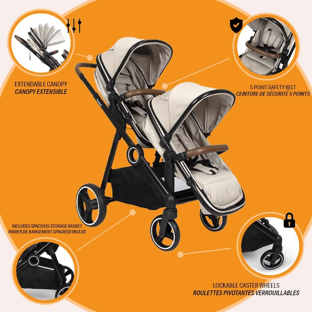 Baninni Habillage Pluie Pour Poussette Double Luiz XL - Protection Impermeable Parfaite Contre Pluie Et Vent