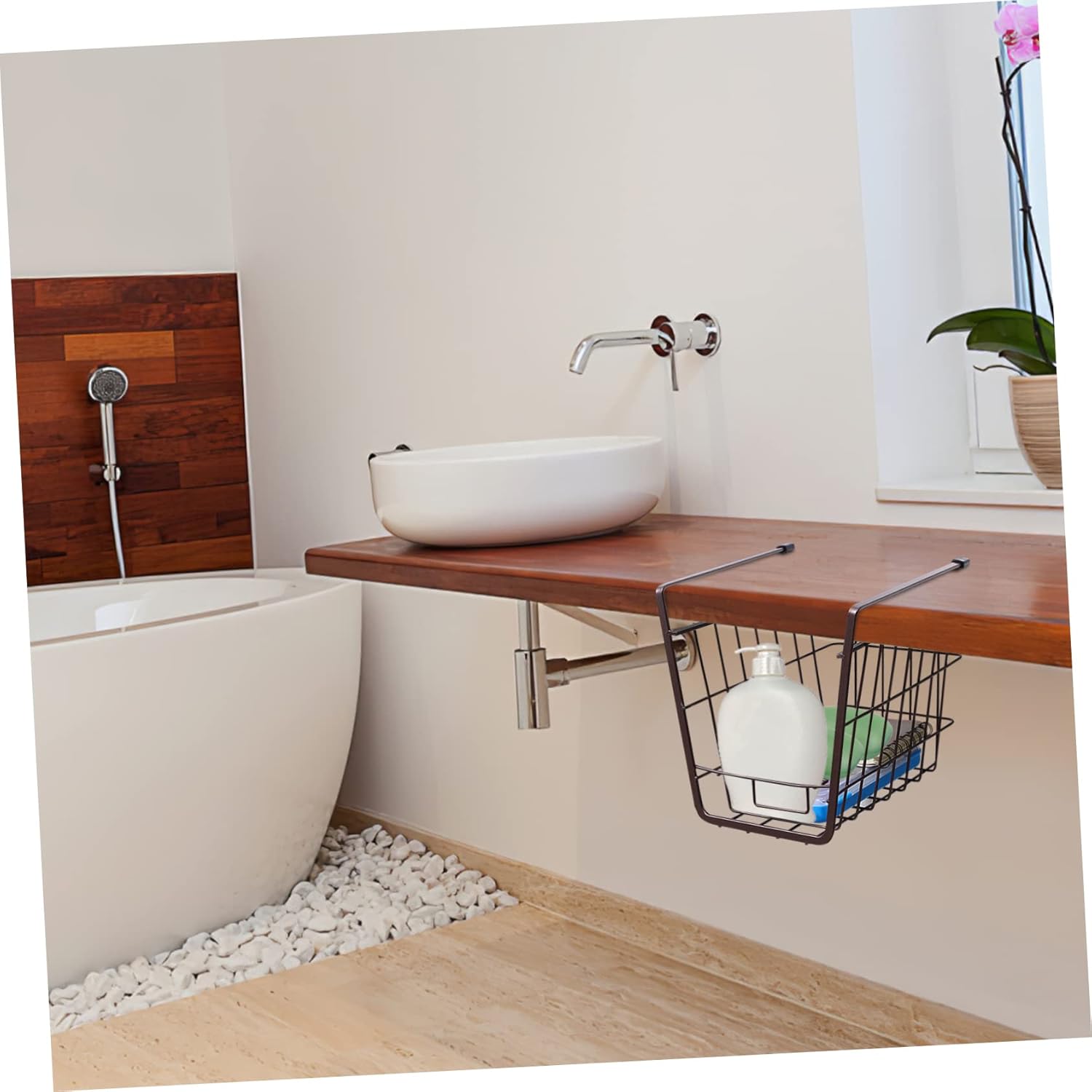 Toyvian 2pcs Iron Wire Storage Baskets under Shelf Hanging Baskets for Kitchen Pantry Office Bathroom Cabinet Organizers