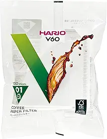 Filtro de Papel para Coador de Café V60, Tamanho 01, Pacote com 100 Hario, Branco