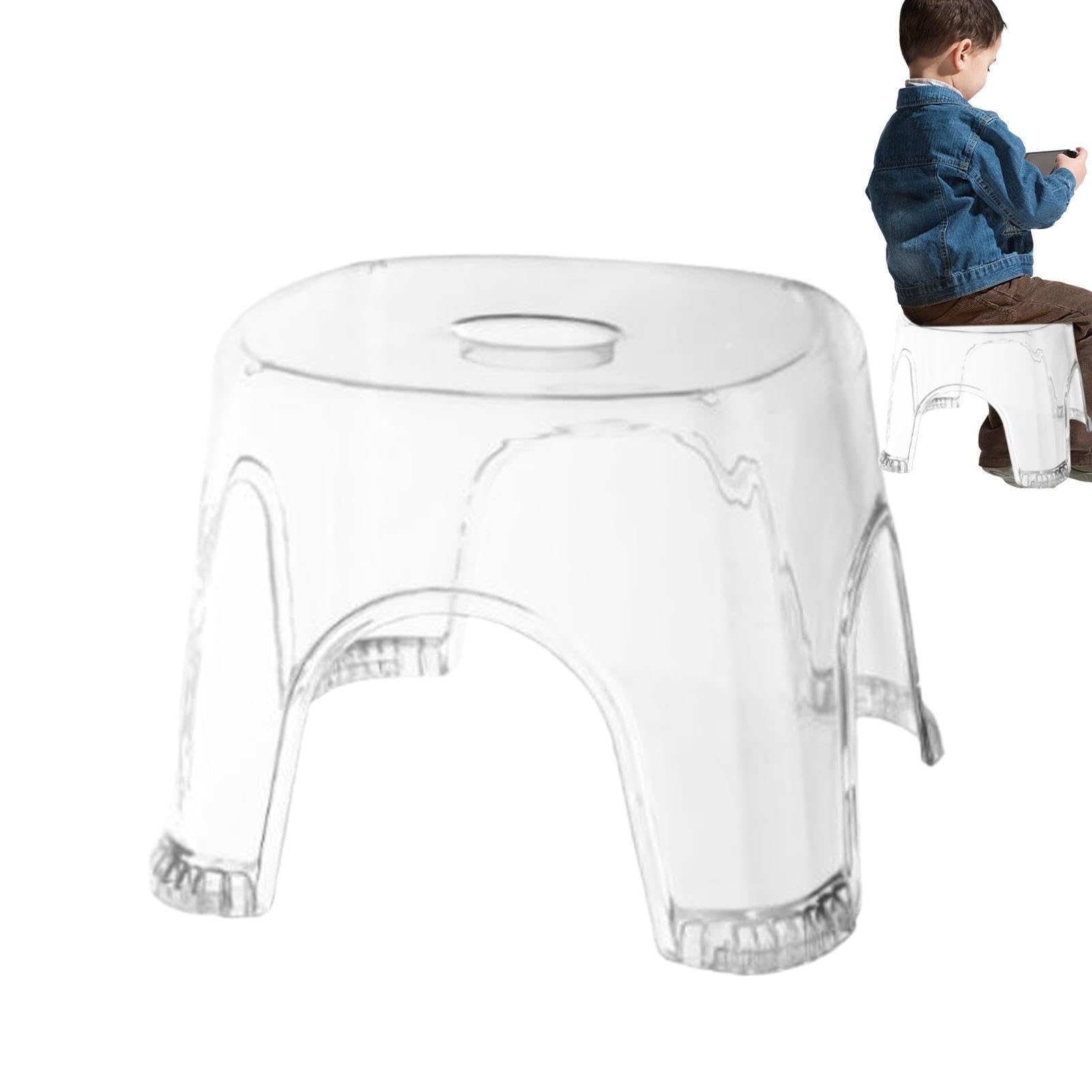 Generic Sgabello da Doccia Trasparente, Antiscivolo, Impermeabile, PP, Bianco, 26 x 22 x 20 cm, 600 g, 70 kg Max, Unisex, Platica Trasparente, Non Richiede Montaggio, 1 Unità