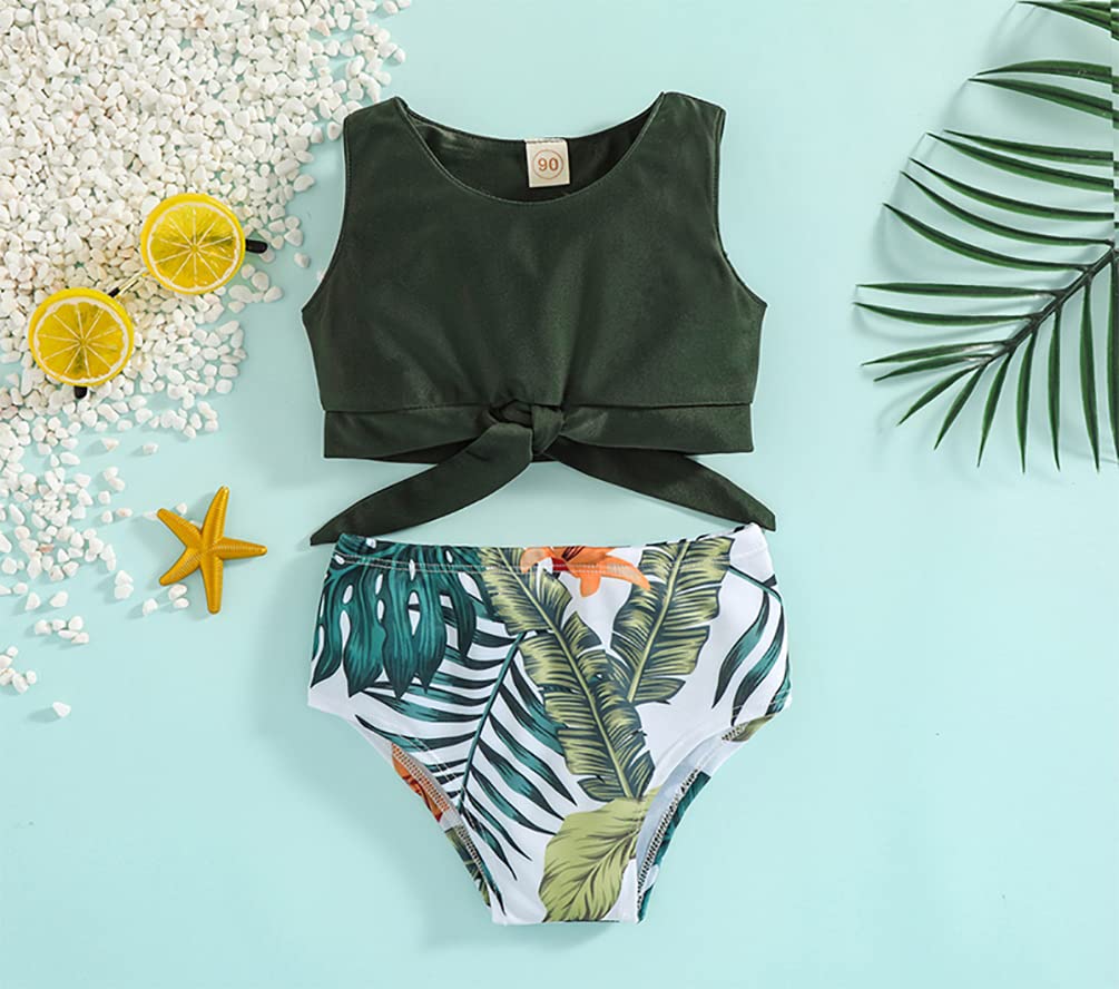 stylesilove Baby Toddler Girls Green Tropical Floral Bikini Set 2pcs Tankini Swimsuit Bathing Suit Beach Swimwear (18-24 Months)