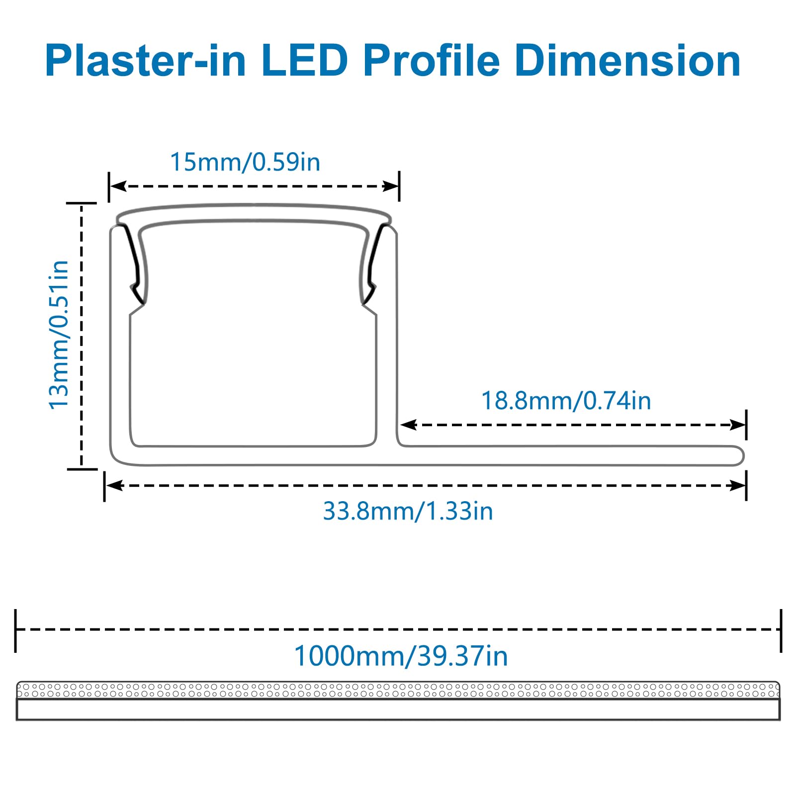 inShareplus LED Trockenbauprofil,6er-Pack, 3,3 ft/1 m, Aluminiumkanal mit milchiger Abdeckung; trimless LED-Strip-Diffusor für Unterbau, Regal, Wand, Tisch, Decke und Ecken (danbian290)