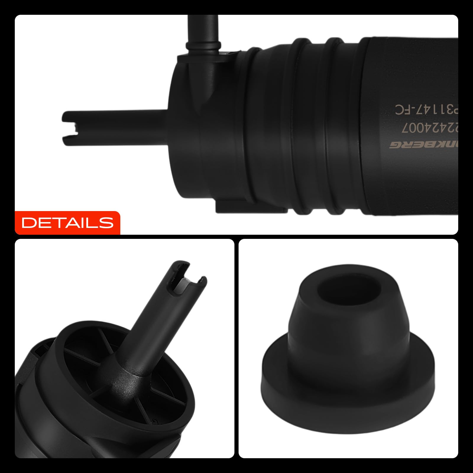 Frankberg Pompa lavavetri Pompa acqua lavaggio Pulizia vetri Anteriore 2-Poli Compatibile con Serie 1 F20 F21 Serie 3 Touring F31 E91 Serie 1 E81 E87 X1 E84 Serie 5 F90 G30 Replace# 67127310147