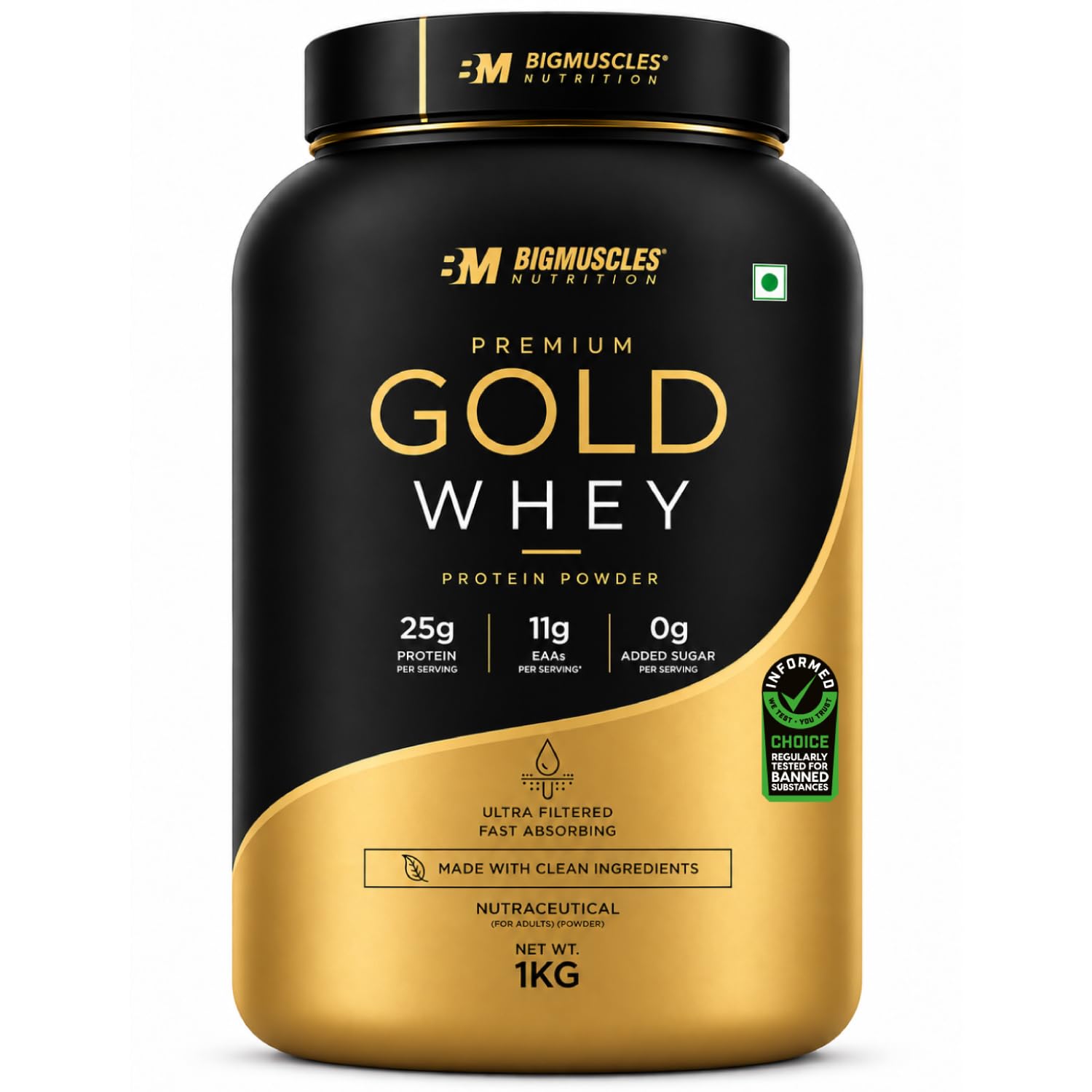 Bigmuscles Nutrition Premium Gold Whey [1Kg, Malai Kulfi] | Whey Prote