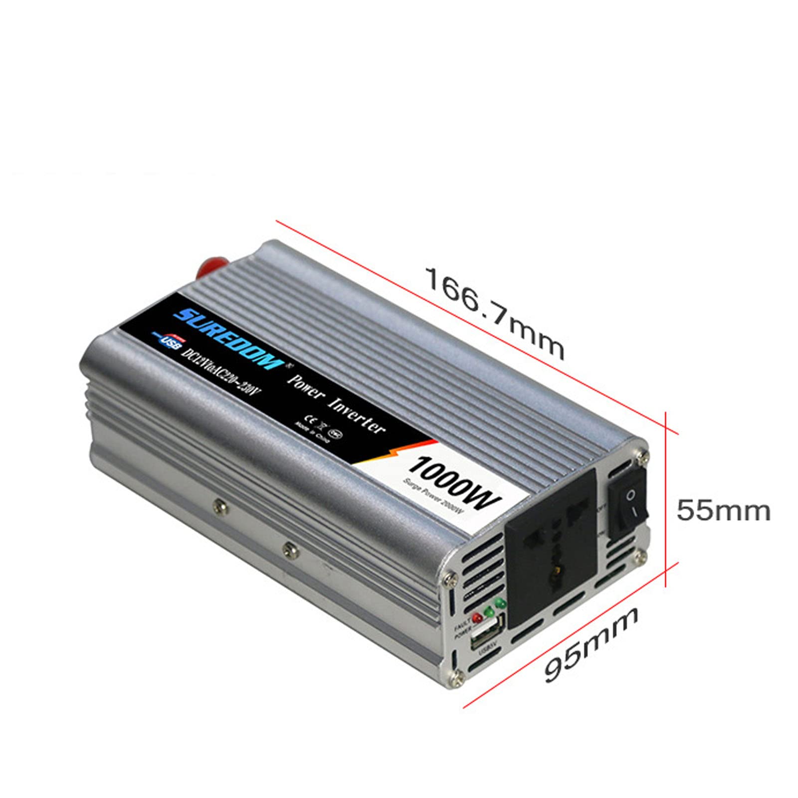 Inversor de Corriente para Coche portátil DC 12V 24V a 110V 220V AC Power Inverter 1000W 1200W 1500W 2000W con Salidas de CA y Puertos de Carga USB,usos múltiples (24V TO 110V,1000W)