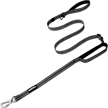 AUBELL Tactical Dog Leash Heavy Duty,4.5-6ft No Bungee Leash,Black